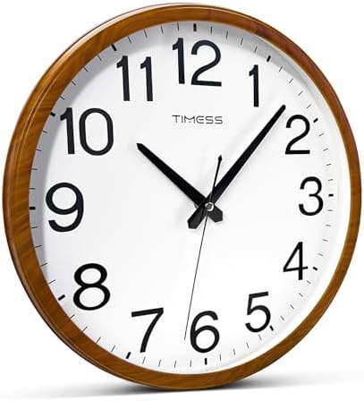 TIMESS 11-Inch Silent Non-Ticking Analog Wall Clock, Wood Yellow - Image 4