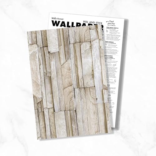 Main Street Peel and Stick Wallpaper Sheets, Stacked Stone - Image 6