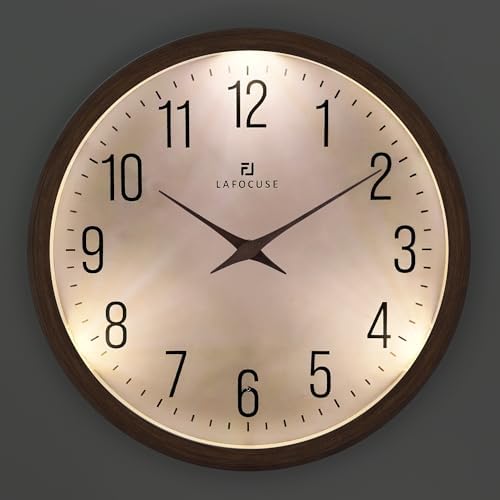 Lafocuse 12 Inch Glow in the Dark Wall Clock Lighted Battery Operated Brown by VisiteLafocuse
