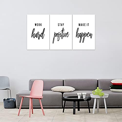 3 Piece Inspirational Wall Art, Quote Work Stay Make It Canvas Print - Image 4