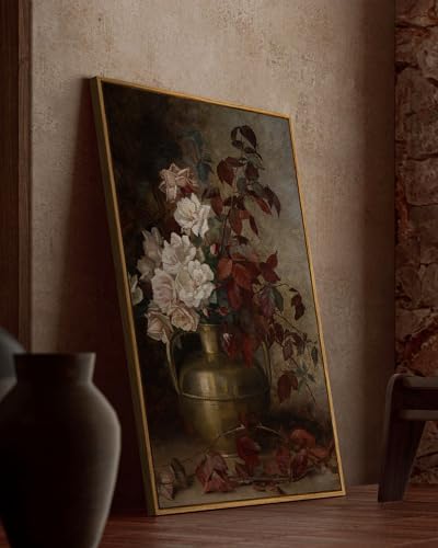 VIYYIEA Vintage Floral Large Framed Wall Art, Rose Bouquet Flower Paintings - Image 3