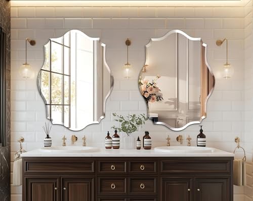 Frameless Scalloped Wall Mirror: Modern Glass Mirror 31.5x23.6 inch - Image 6