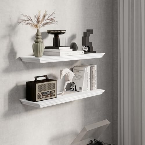 Fun Memories Floating Shelves 32 Inch Long, 9.3 Inch Deep Classic Crown Molding - Image 5