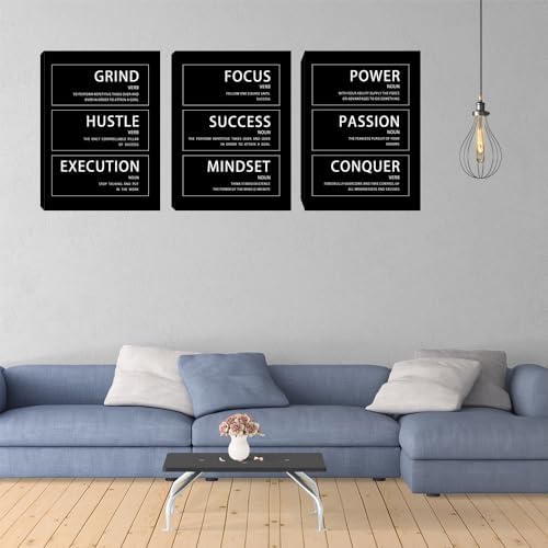 Yetaryy Inspirational Canvas Wall Art Office Decor 3 Pieces Motivational Grind - Image 2
