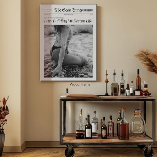 Funky Black And White Newspaper Canvas Wall Art 12x18in Wooden Framed Trendy - Image 5