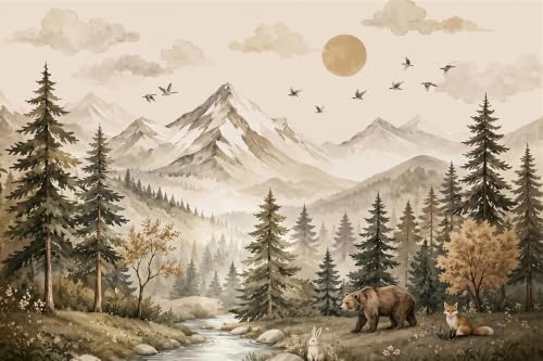 Toolhom Oil Paintings of Animals and Forests Peel and Stick Wallpaper - Image 3