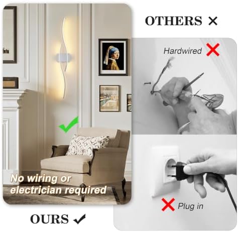 KARTOOSH Wireless Wall Sconces Set of 2, Dimmable LED Sconce - Image 2