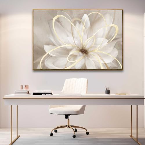 SOUGUAN Flower Wall Art for Living Room 32x48 Inch Gold Large Artwork Painting - Image 5