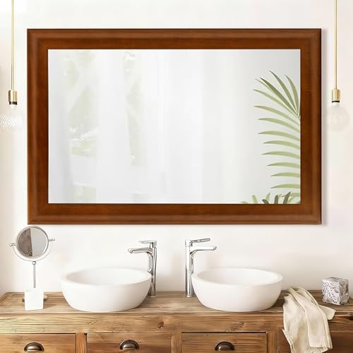 Rustic Wood Wall Mirror for Bathroom, Rectangle 24 x 36 inch Vanity Mirrors - Image 2