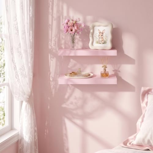 15.7in Pink Floating Wall Shelves, Home Decor - Image 2