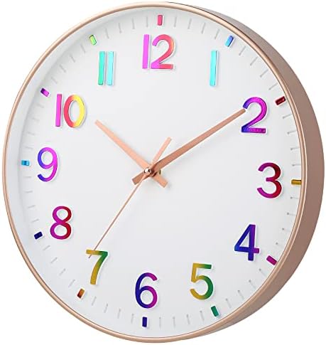 HZDHCLH 12 Inch Silent Wall Clock Battery Operated Non Ticking Colorful - Image 3