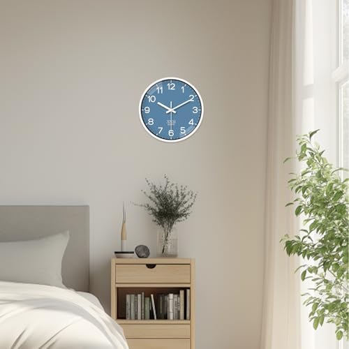 XNM 14 Inch Blue Minimalist Wall Clocks Battery Operated - Image 4