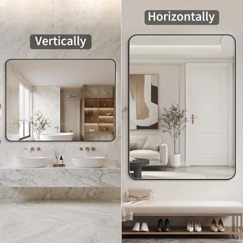 Bathroom Mirror 40"x50" Matte Black Rectangle Bathroom Wall Mirror - Image 4