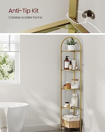 VASAGLE 5-Tier Corner Shelf Stand, Tempered Glass, Steel Frame - Image 5