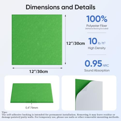 Square Acoustic Panels, 12 Pack Self-Adhesive Sound Panels - Image 3