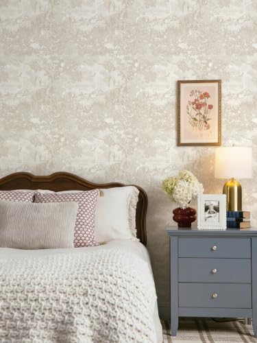 Heroad Peel and Stick Wallpaper Oatmeal Cream Vintage Forest Animals Floral - Image 5