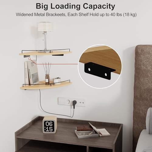 JJL Corner Shelf Wall Mounted, 12 Inches 2-Tier Floating Corner Shelf, - Image 4