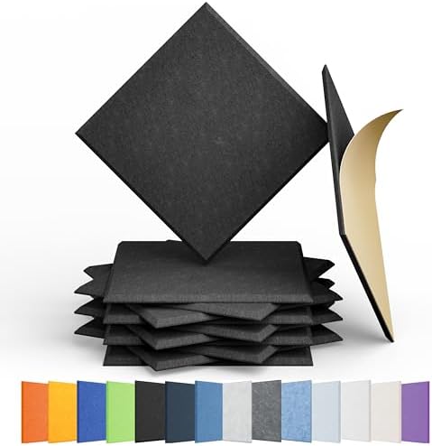12 Pack Square Acoustic Panels Self Adhesive Sound Proof Foam by Amantech