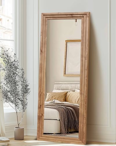 65x24in Full Length Mirror, 3-Tier Stepped Solid Wood Frame - Image 4