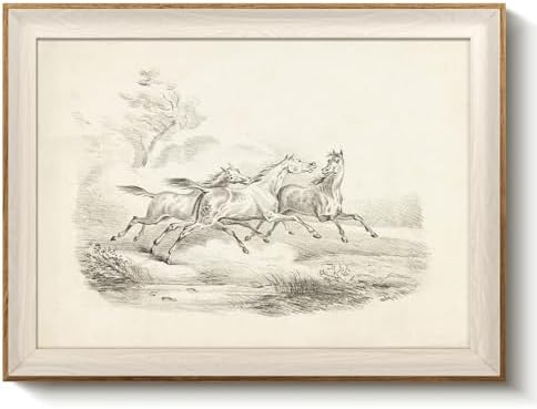 VIYYIEA Vintage Framed Wild Horses Sketch Canvas Wall Art by VIYYIEAART