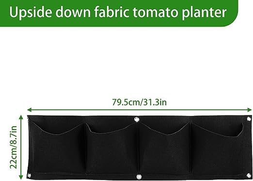 AYNEFY 4Pcs 4 Pocket Hanging Planter Bags, Wall Mounted Reusable Degradable - Image 7
