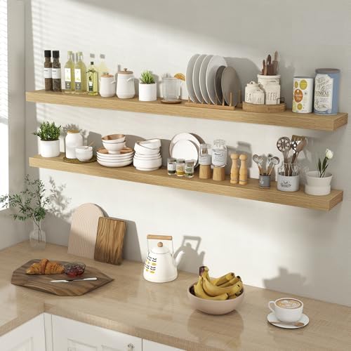 Acovy 55 Inch Floating Shelves for Wall 2 Pack, Wall Mounted Floating Shelf - Image 2