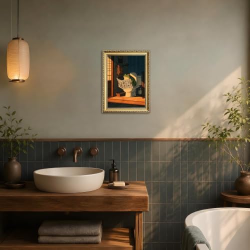 Funny Frog Bathroom Wall Art Cute Japanese Frog on Toilet Reading Newspaper - Image 6