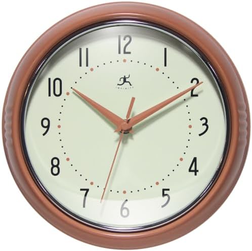 Infinity Instruments Retro Round Metal Wall Clock, Terracotta by InfinityInstruments