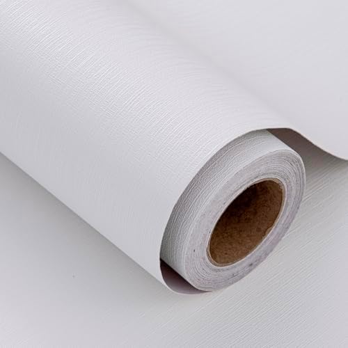 White Grasscloth Peel and Stick Wallpaper Linen 24"x394" by HyunHome