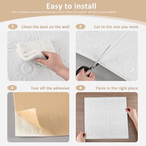 Nuanchu 80 Pcs 13.8 x 13.8 Inch Ceiling Tiles Peel and Stick - Image 3
