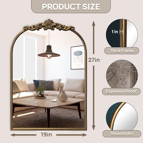 19x27in Ornate Baroque Vintage Mirror - Image 2