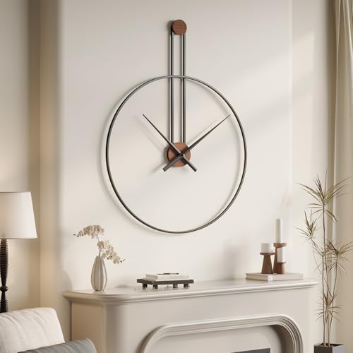 Cuspin 30 Inch Large Wall Clock, Modern Black Metal Clocks - Image 3