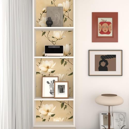 Laatse Vintage Khaki Floral Beige Wallpaper Peel and Stick 17.5"X118" - Image 4