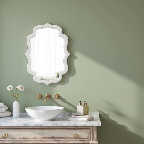 Vintage Oval Wall Mirror 22 X 30 Inch, Distressed White - Image 5