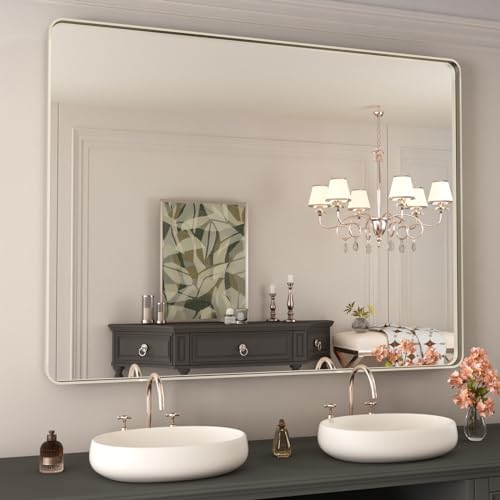 WEER Brushed Nickel Bathroom Vanity Mirror 48X36 Inch by WEER