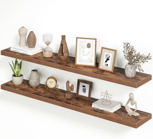 Heimlove Floating Shelves 55.1" W x 9.3" D Rustic Brown Set of 2 by Heimlove