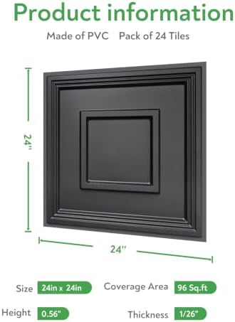 STICKGOO Black Drop Ceiling Tile 2ft x 2ft, Ceiling Panel High-Grade PVC - Image 3