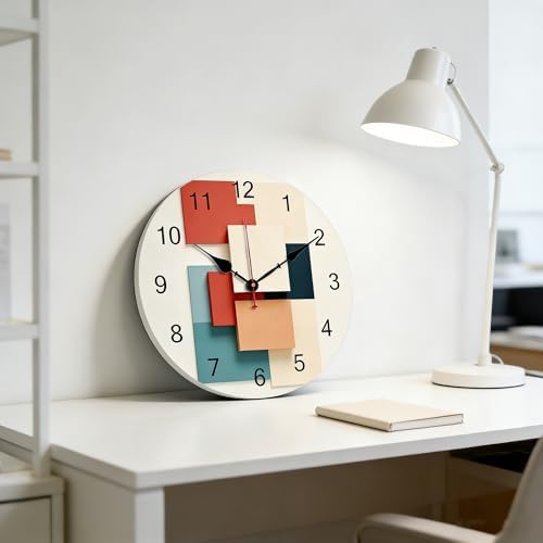 12 Inch Wooden Wall Clocks, Silent Non-Ticking Battery Operated - Image 6