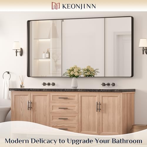 Keonjinn 72 x 36 Inch Black Bathroom Mirror - Image 2