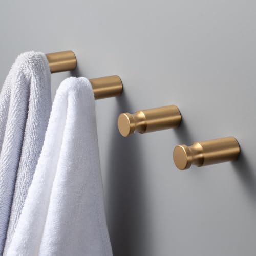 YANGQIHOME Pack of 4, Solid Gold Brass Coat Hooks Wall Hanger Mounted Bathroom - Image 2
