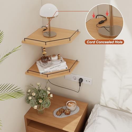 JJL Corner Shelf Wall Mounted, 12 Inches 2-Tier Floating Corner Shelf, Hexagon - Image 3