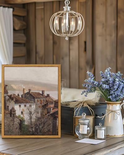VIYYIEA Vintage Framed Canvas Wall Art, European Towns Landscapes Art, Living - Image 4
