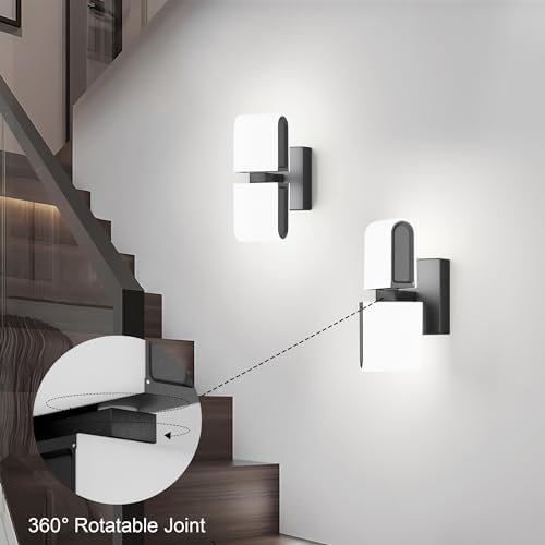 Aipsun Black Wall Sconces Hardwired Modern LED Sconces Wall Lighting Indoor - Image 3