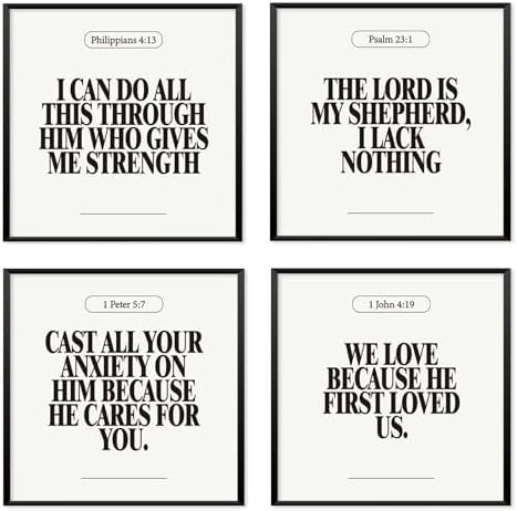 Locomiss Black and White Christian Modern Bible Verse Wall Art Decor 10x10 by Unknown