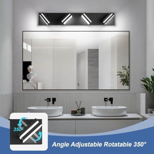 Modern LED Black Acrylic Bathroom Lights Fixtures 4-Light - Image 2