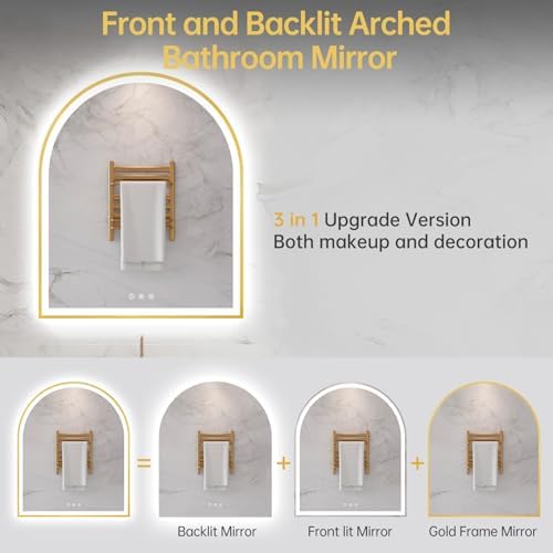30"x36" Arched LED Lighted Bathroom Mirror - Image 5