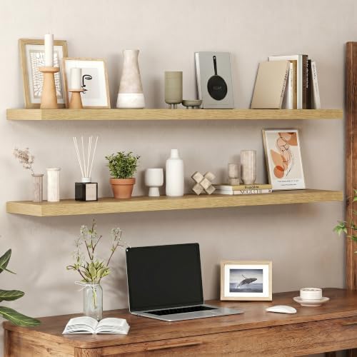 Heimlove Floating Shelves 55.1" W x 9.3" D Oak Set of 2 - Image 2