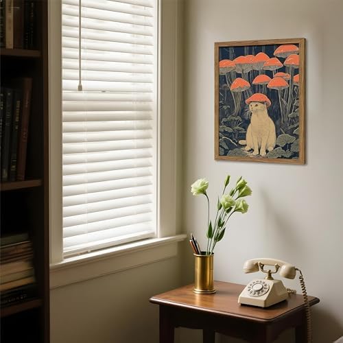 Framed Vintage Cat Wall Art, Whimsical White Cat - Image 6