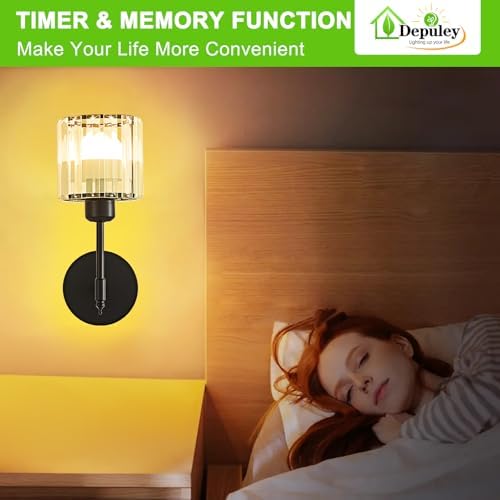 Depuley Wall Sconces Battery Operated: Set of 2 Wireless Crystal Wall Lights - Image 6