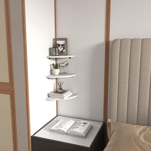 HORLIMER 6 Pack Floating Corner Shelf Wall Mount - Image 2